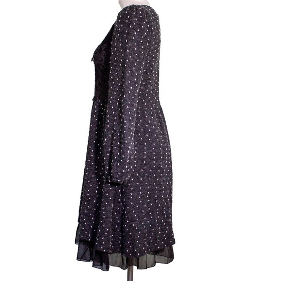 A'reve Black & Gray Polkadot Dress sz m - Picture 2 of 5